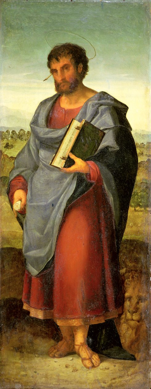 St. Markus (olje på panel) av Jacopo (c.1480-1528) Palma