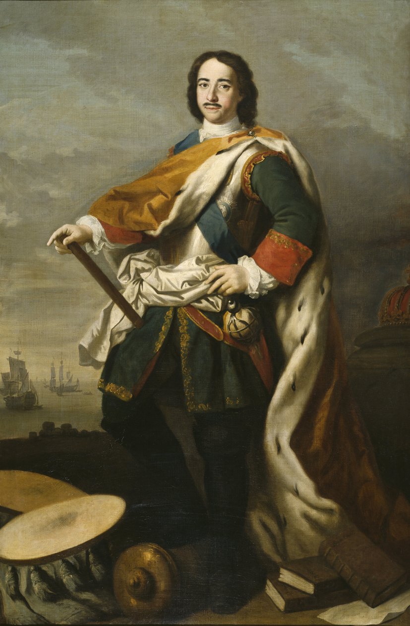 Pierre I le Grand, tsar de Russie - Portrett av keiser Peter I den store (1672-1725), av Amigoni, Jacopo (1675-1752). Olje på lerret. Mål: 210x139 cm. Nationalmuseum Stockholm av Jacopo Amigoni