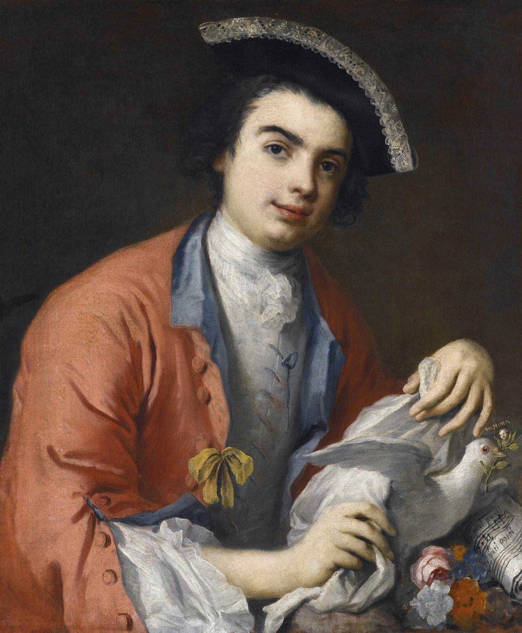 Portrett av Carlo Broschi dit Farinelli, chanteur contralto et sopran, castrat italien - Portrett av Carlo Broschi (1705-1782), kjent som Farinelli par Amigoni, Jacopo (1675-1752). Olje på lerret, størrelse: 76x63,5 - Privat samling av Jacopo Amigoni
