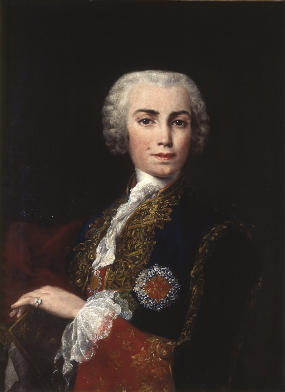 Portrett av Carlo Broschi dit Farinelli, chanteur contralto et sopran, castrat italien (1705-1782) - Portrett av sangeren Farinelli (Carlo Broschi) (1705-1782) - Amigoni, Jacopo (1675-1752) - 1750 - Oil på lerret Royal Academy of Fine Arts i San F av Jacopo Amigoni