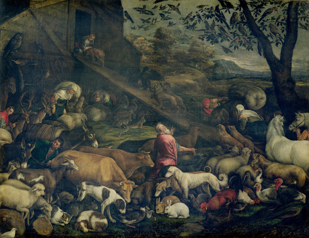 Dyr som kommer inn i arken av Jacopo Bassano