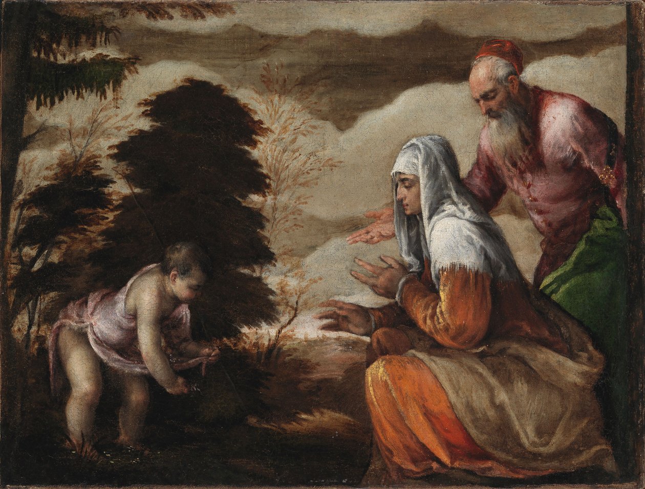 Døperen Johannes plukker blomster til foreldrene sine av Jacopo Bassano