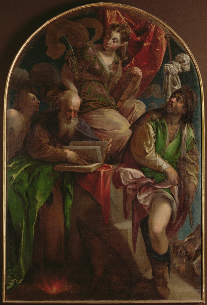 St. Justina av Padua tronet med St. Sebastian, St. Anthony Abbed og St. Roch, ca. 1557-60 av Jacopo Bassano
