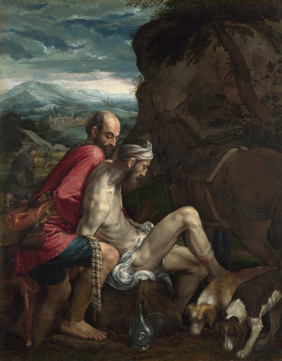 Den barmhjertige samaritan, ca. 1550-70 av Jacopo Bassano