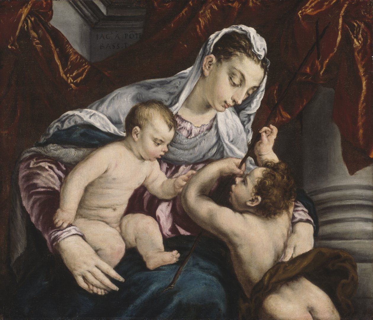 Jomfru og barn med den unge døperen Johannes, 1560/65 av Jacopo Bassano