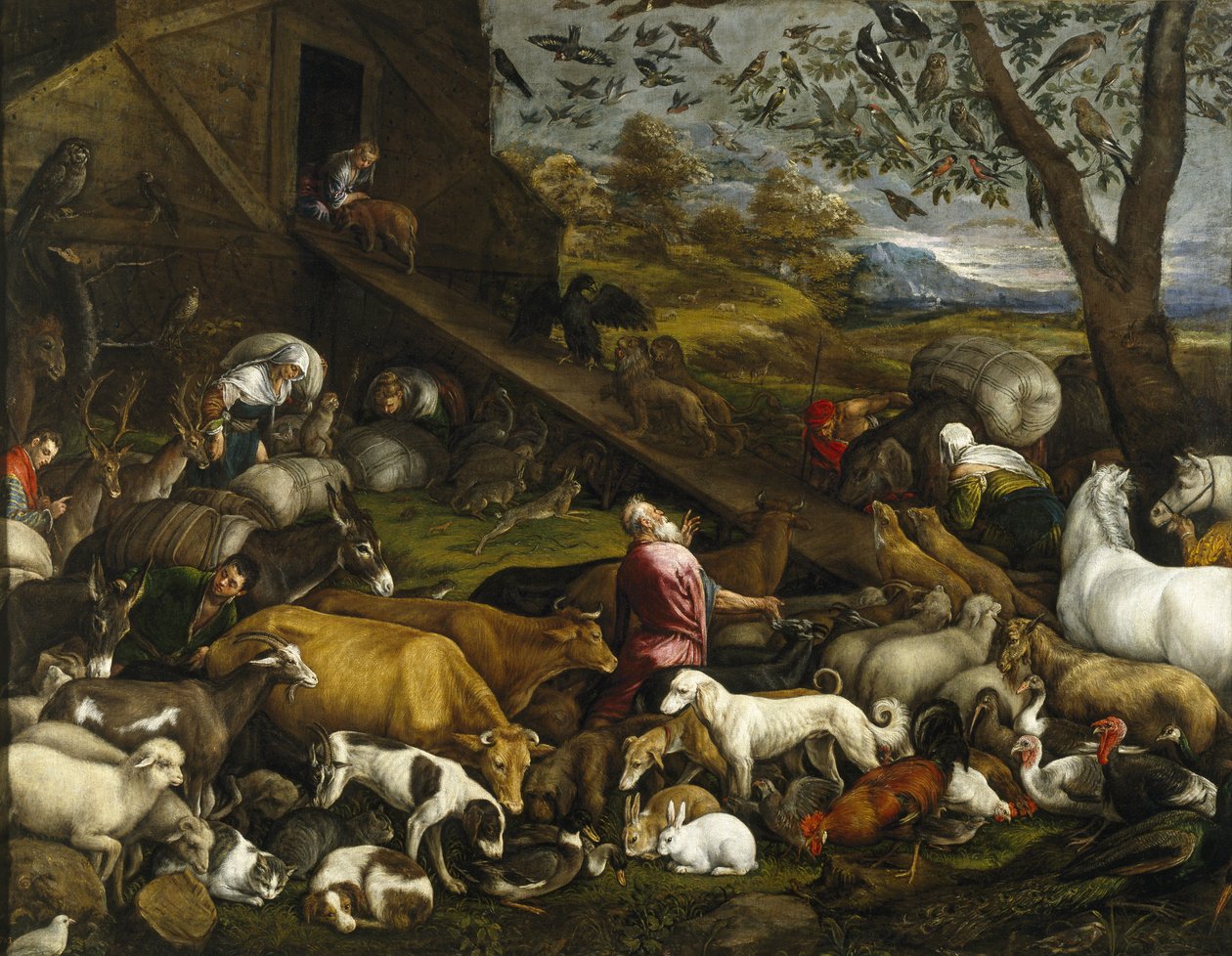 Dyrene gikk om bord i Noahs ark av Jacopo Bassano il vecchio