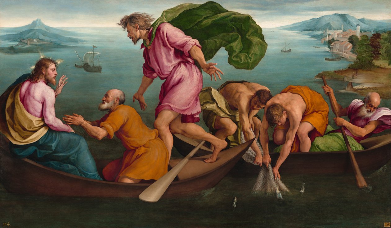 The Miraculous Draft of Fishes, 1545. av Jacopo Bassano il vecchio
