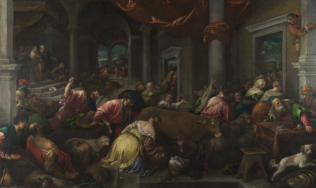 Renselsen av tempelet, ca. 1580 av Jacopo Bassano il vecchio