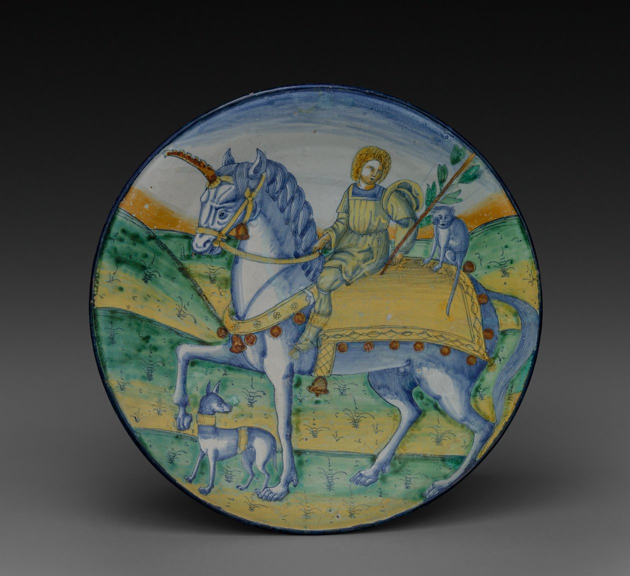 Plate: Man Riding a Unicorn, ca. 1510. av Jacopo Caffagiolo