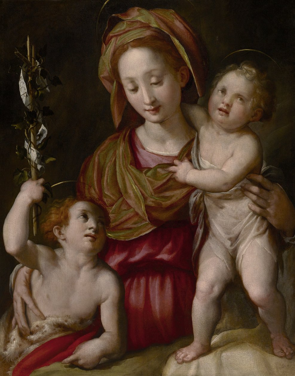 Madonna og barn med den unge døperen Johannes, ca. 1575 av Jacopo Chimenti Empoli