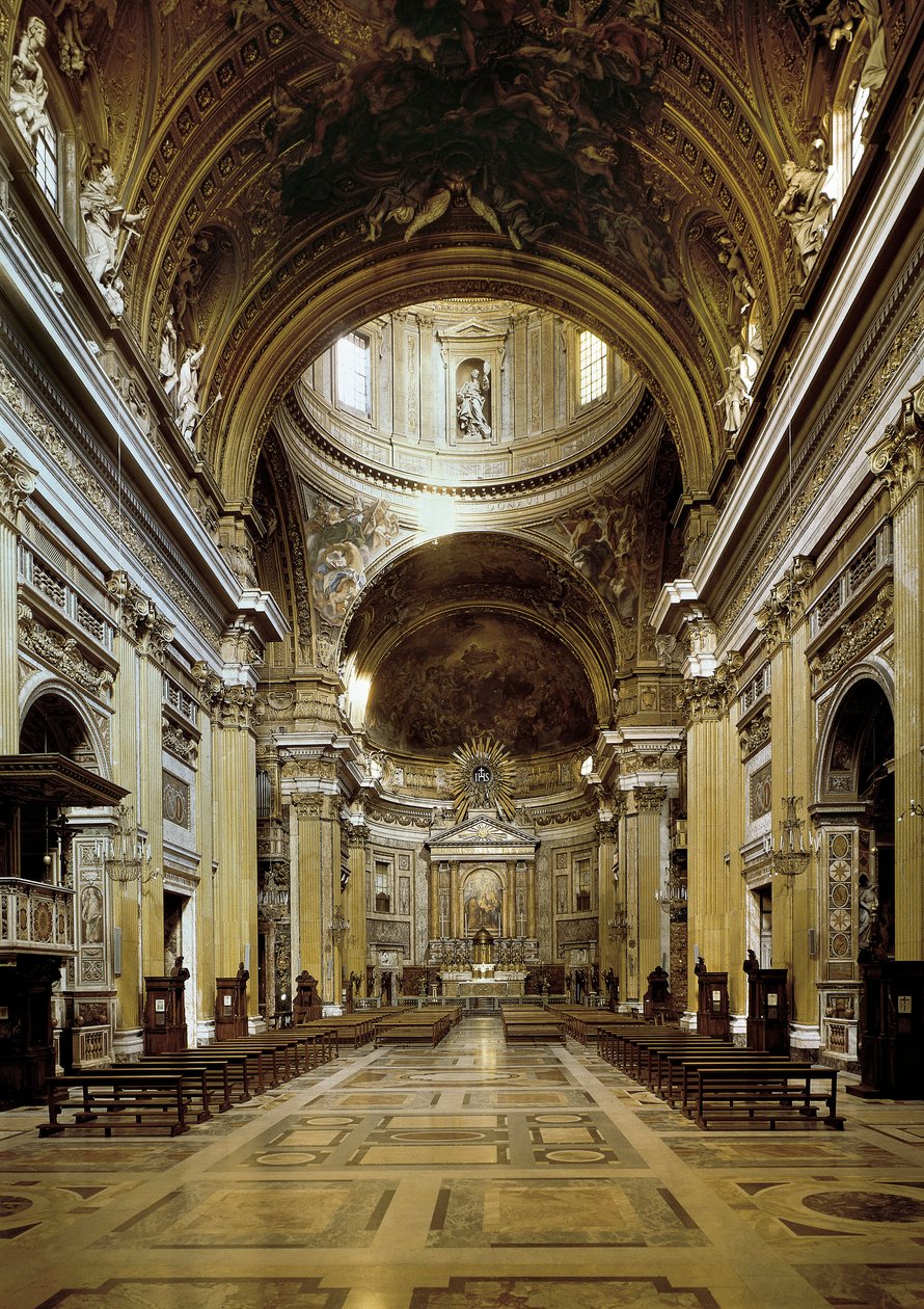 Innvendig utsikt over Chiesa del Gesu, bygget 1568-75 av Jacopo Vignola