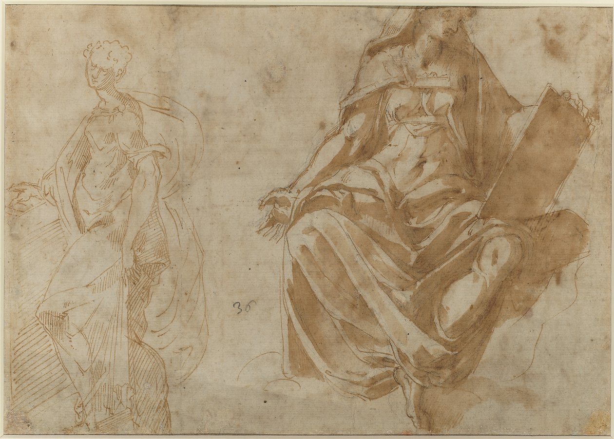 Saint Cecilia og en sittende kvinneskikkelse som holder en bok av Jacopo Ianguidi Bertoia