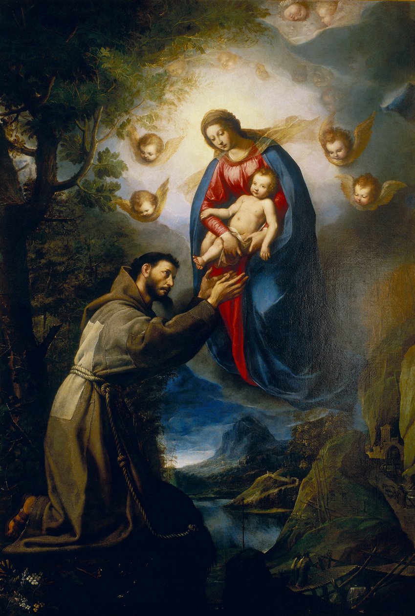 Jomfruens utseende til St. Frans av Jacopo Ligozzi