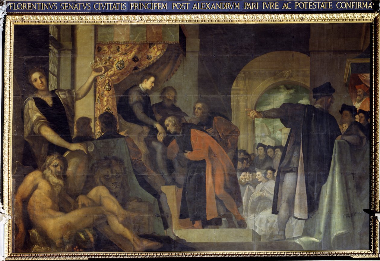 Cosimo I de Medici utnevnt til hertug av Senatet i Firenze av Jacopo Ligozzi