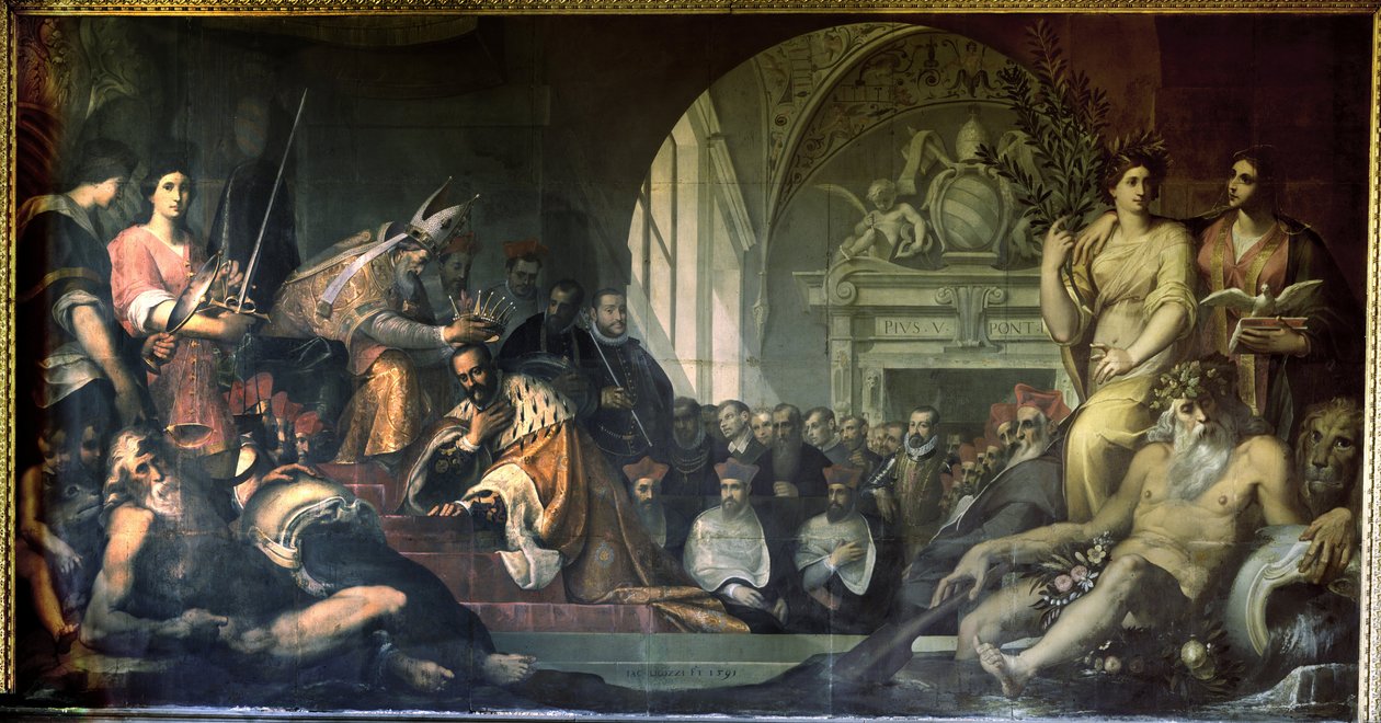 Cosimo I de Medici mottar pave Pius V av Jacopo Ligozzi