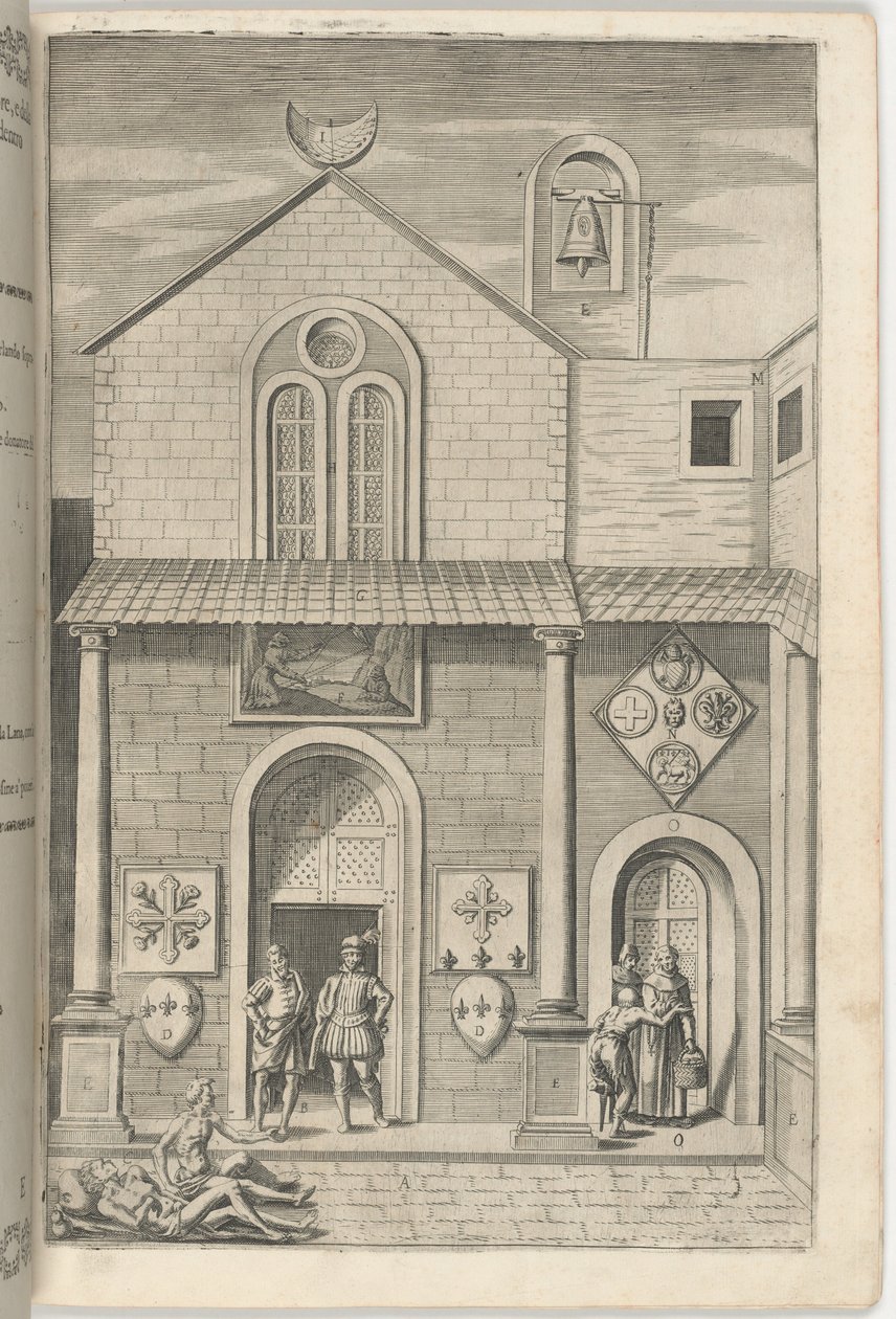 Fasade til den mindre kirken [plate E] av Jacopo Ligozzi