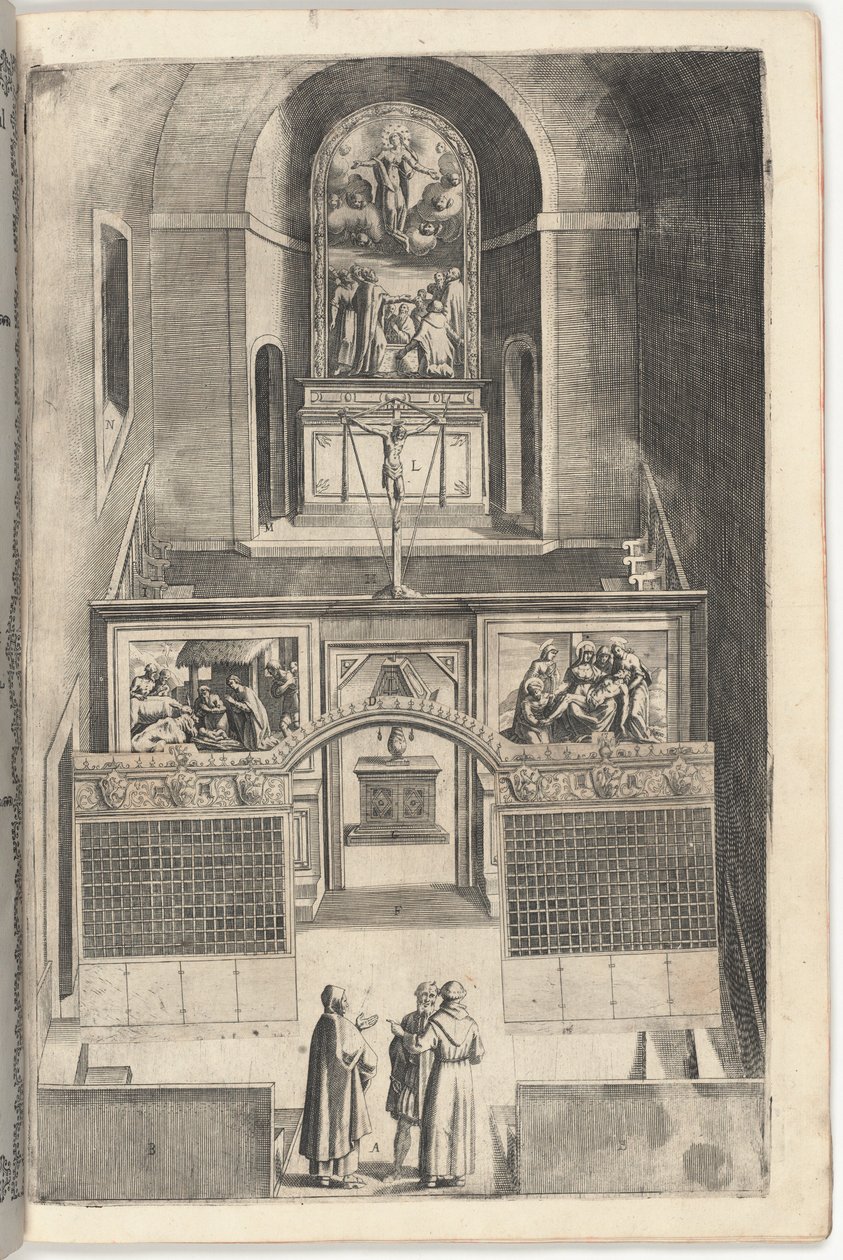 Interiør i den mindre kirken [plate F] av Jacopo Ligozzi