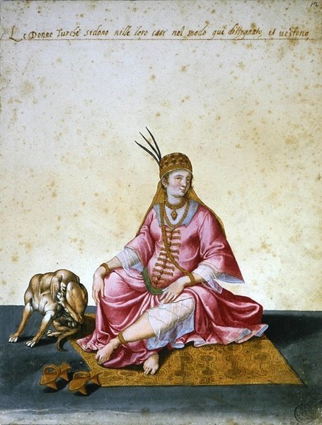 Tyrkisk kvinne (penn og blekk med akvarell på papir) av Jacopo Ligozzi