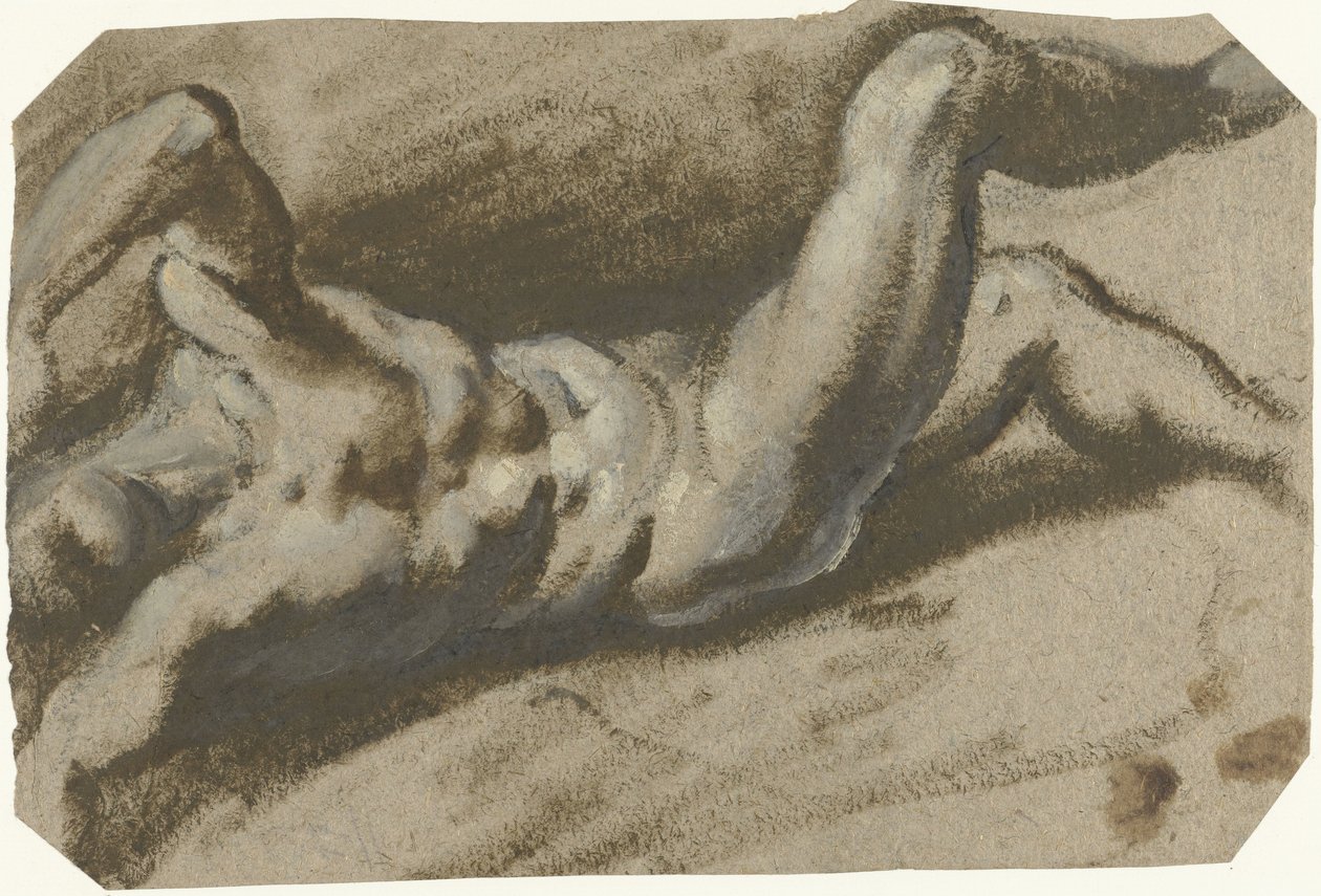 Liggende naken ung mann av Jacopo Palma (il Giovane) (attributed to)