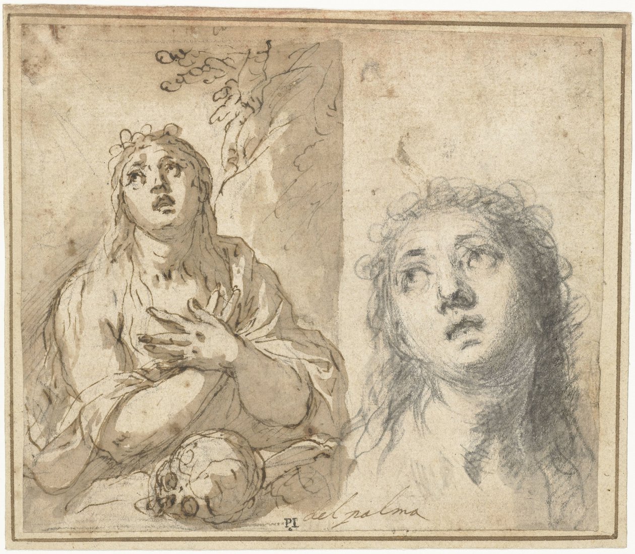 Anklagende Magdalene i et landskap av Jacopo Palma (il Giovane)