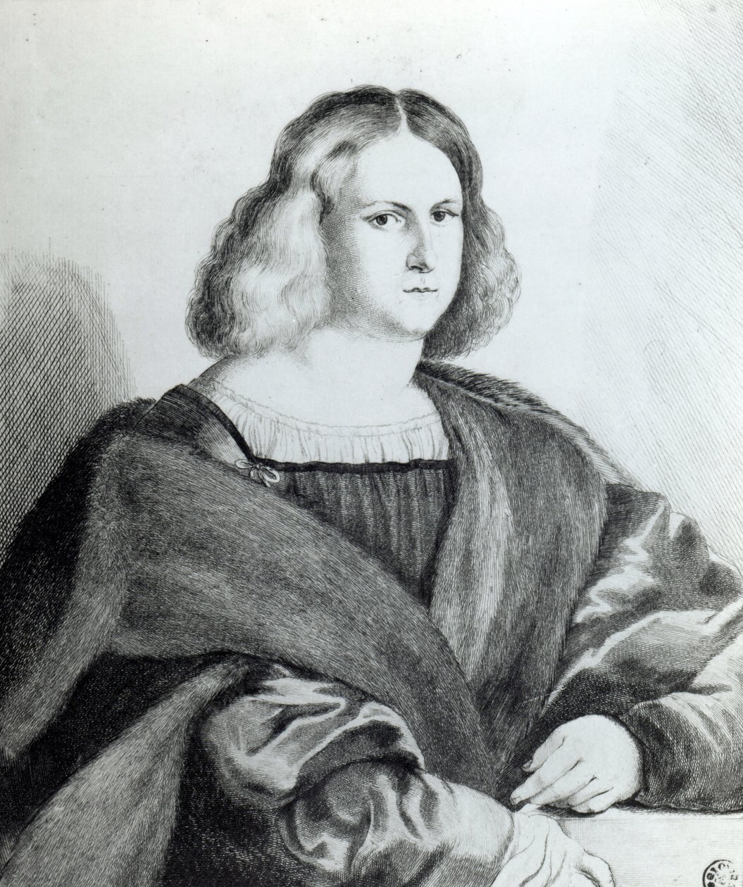 Portrett av en ung mann, trykk av Wenceslaus Hollar, 1650 av Jacopo Palma
