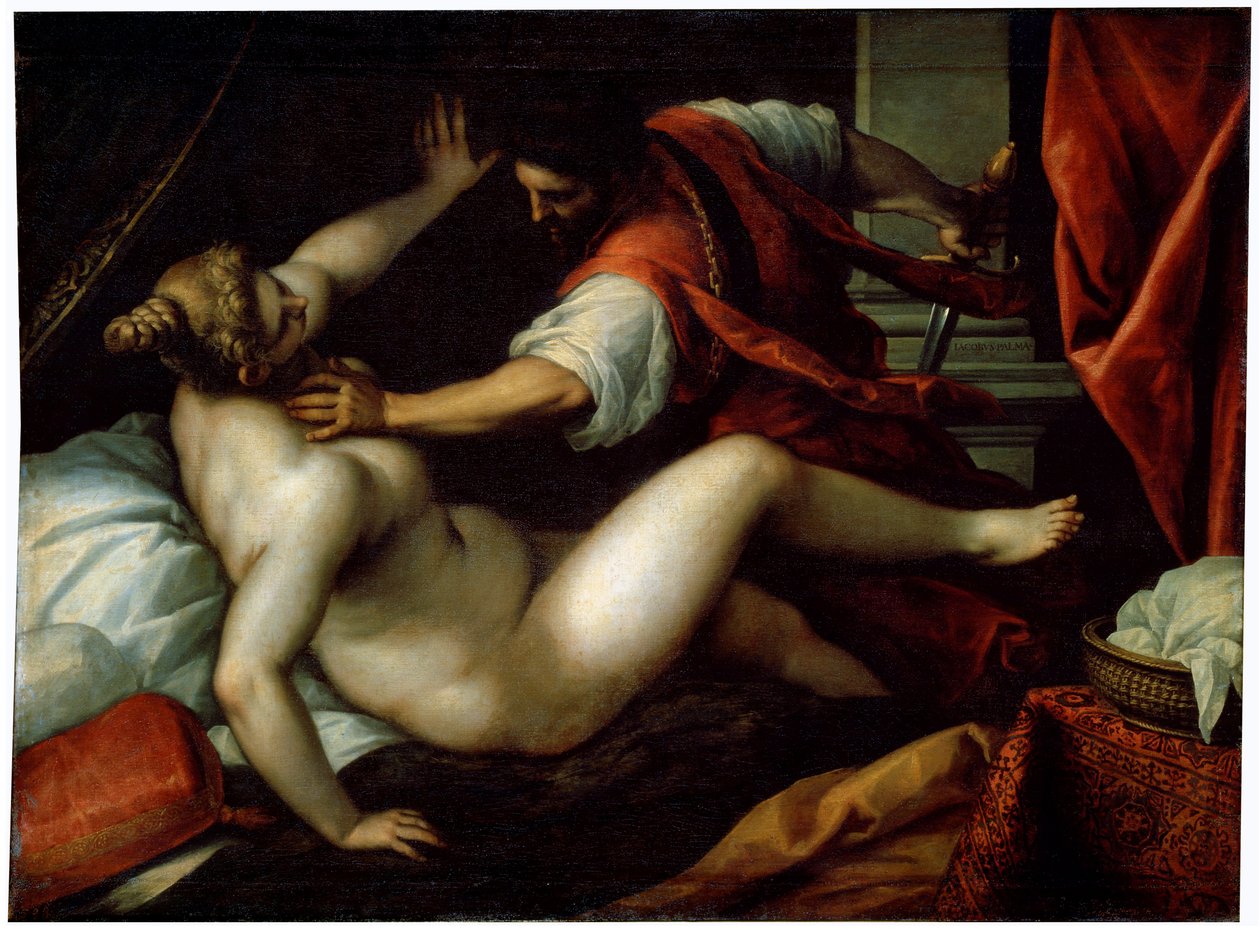 Tarquinius og Lucretia, 1500- eller begynnelsen av 1600-tallet av Jacopo Palma
