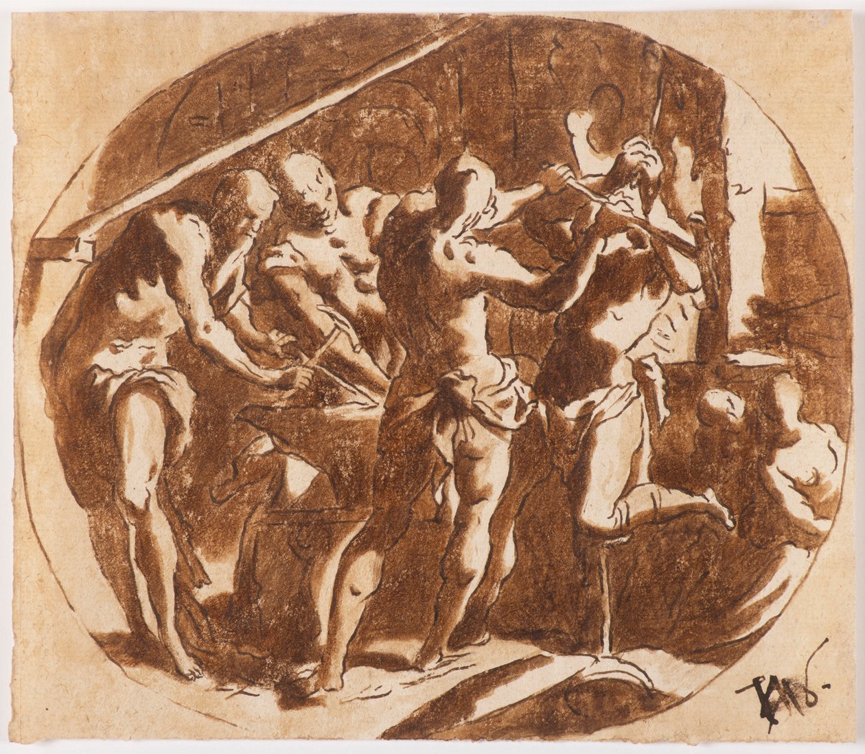 Hefaistos ved smia. av Jacopo Palma il Giovane the Younger