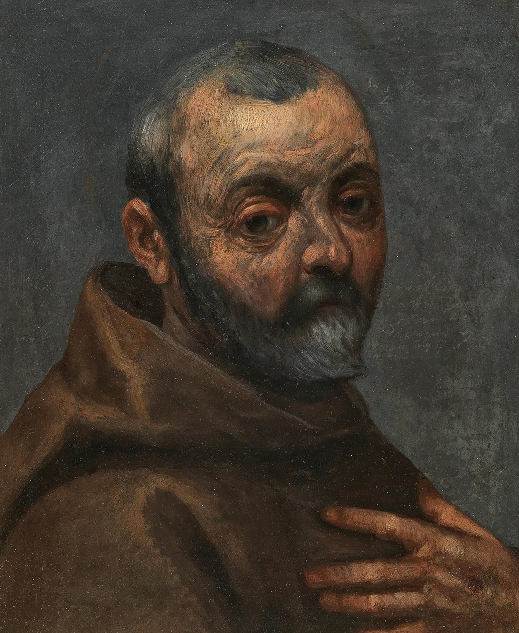 Selvportrett som en munk. av Jacopo Palma il Giovane the Younger