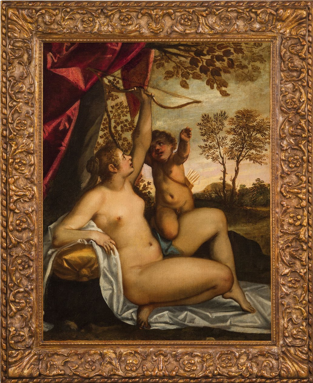 Venus avvæpner Amor. av Jacopo Palma il Giovane the Younger
