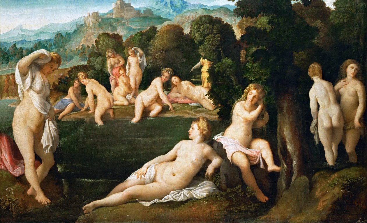 Nymphs Bathing, ca 1528 av Jacopo Palma il Vecchio the Elder