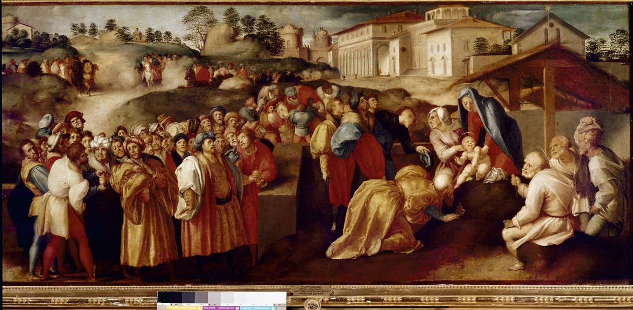 Tilbedelse av Magi (olje på tre av Jacopo Pontormo