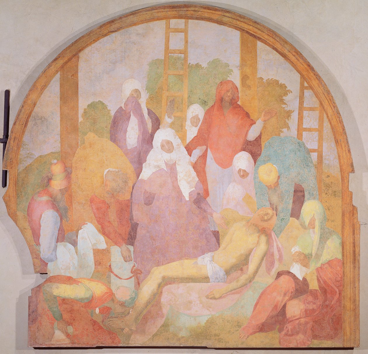 Deponering, lunette fra lidenskapens freskomalerisyklus, 1523-6 av Jacopo Pontormo