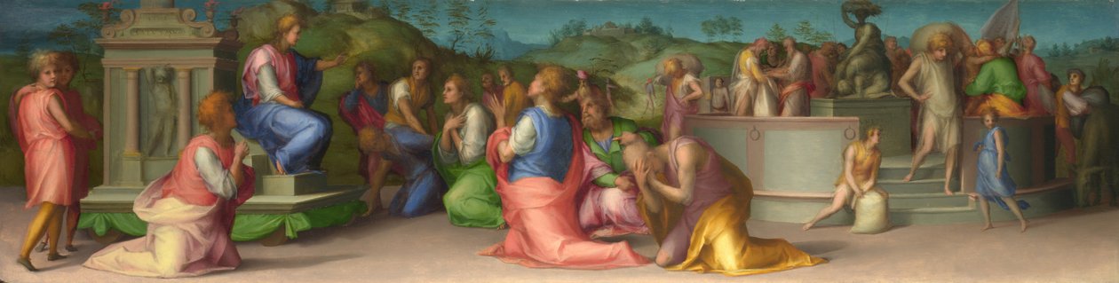 Josephs brødre ber om hjelp fra scener fra historien om Joseph, ca 1515 av Jacopo Pontormo