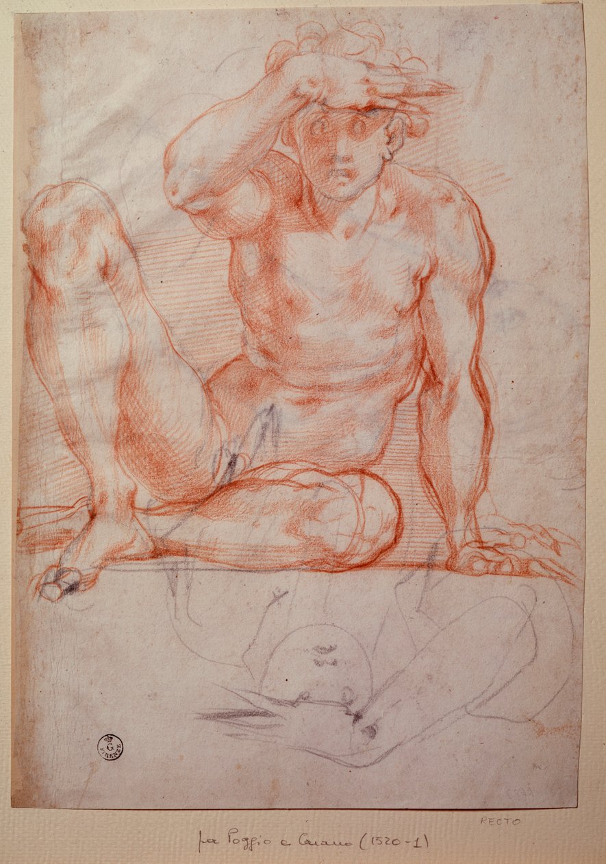 Naken mann - Tegning av Jacopo Pontormo