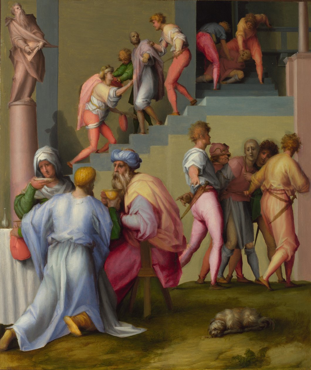 Farao med sin Butler og Baker fra Scener fra historien om Joseph, ca 1515 av Jacopo Pontormo