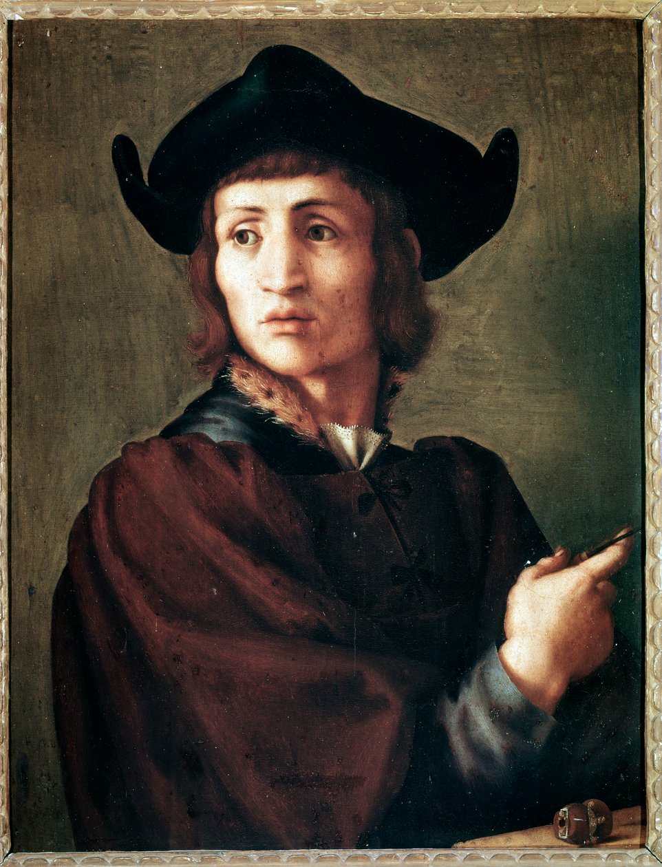 Portrett av en gullsmed - olje på panel av Jacopo Pontormo