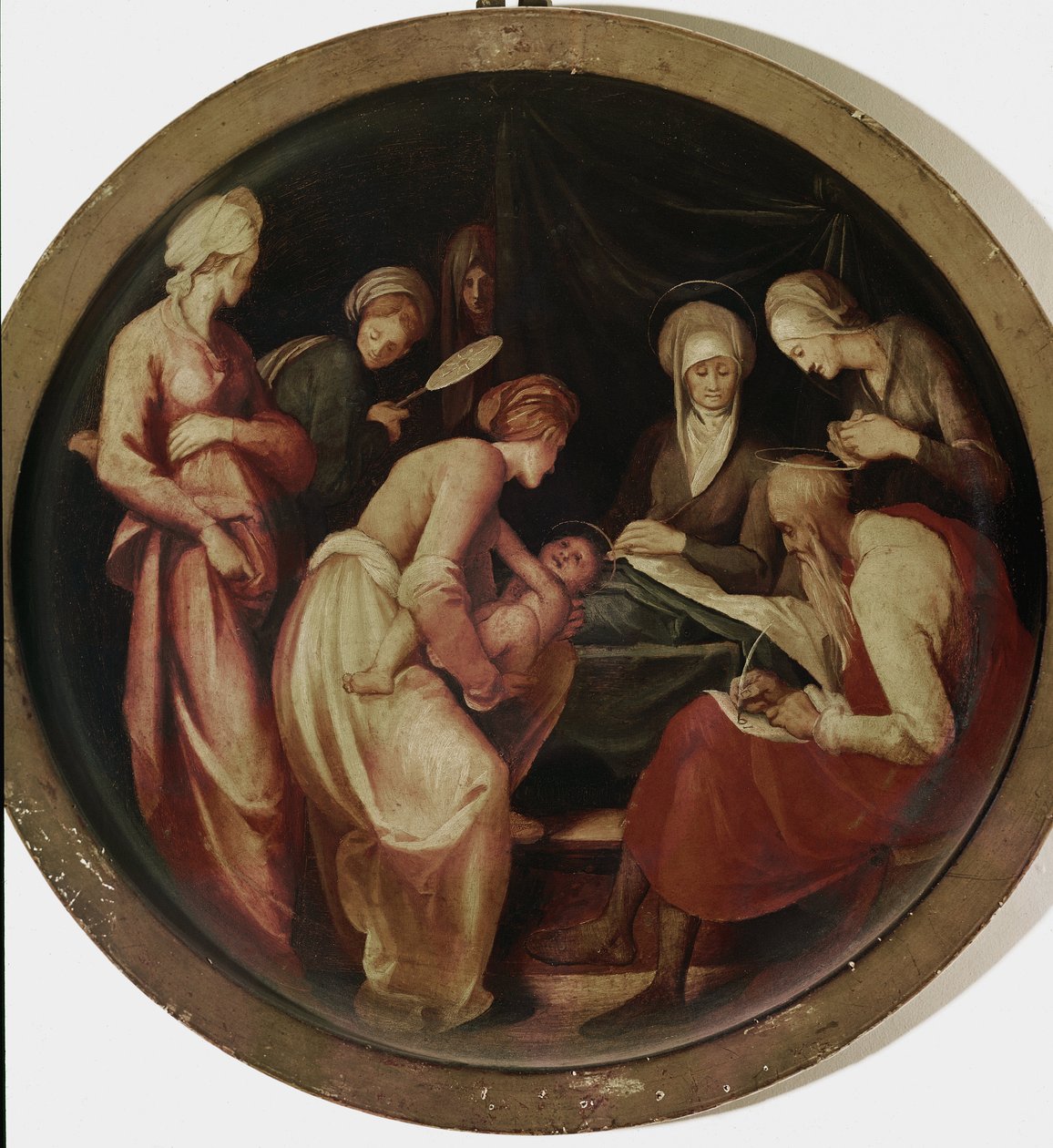 Fødselen til døperen Johannes (olje på tre av Jacopo Pontormo