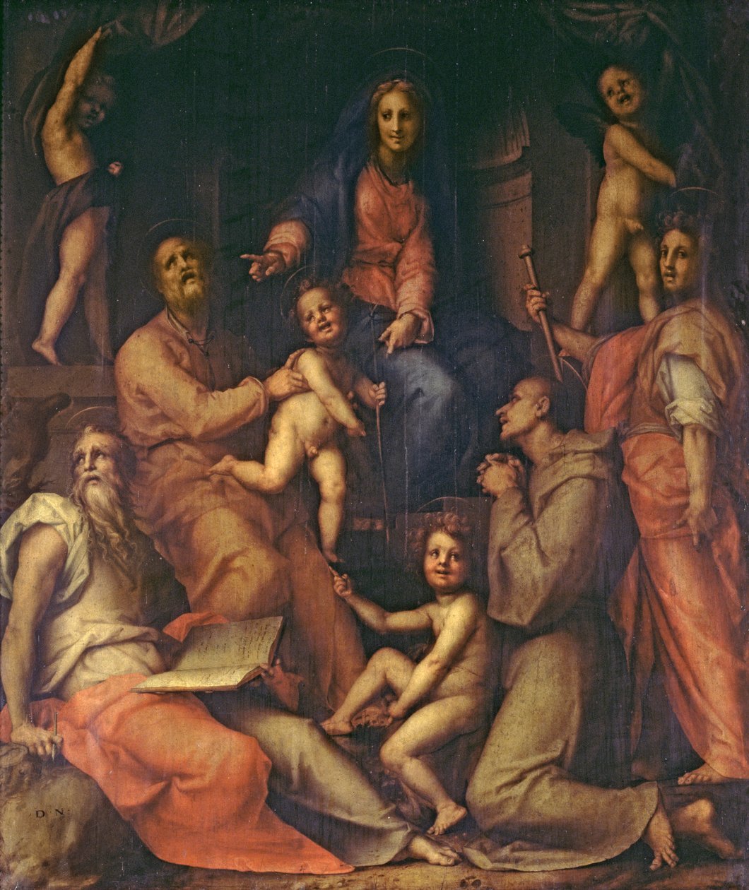 Den hellige familie med hellige av Jacopo Pontormo