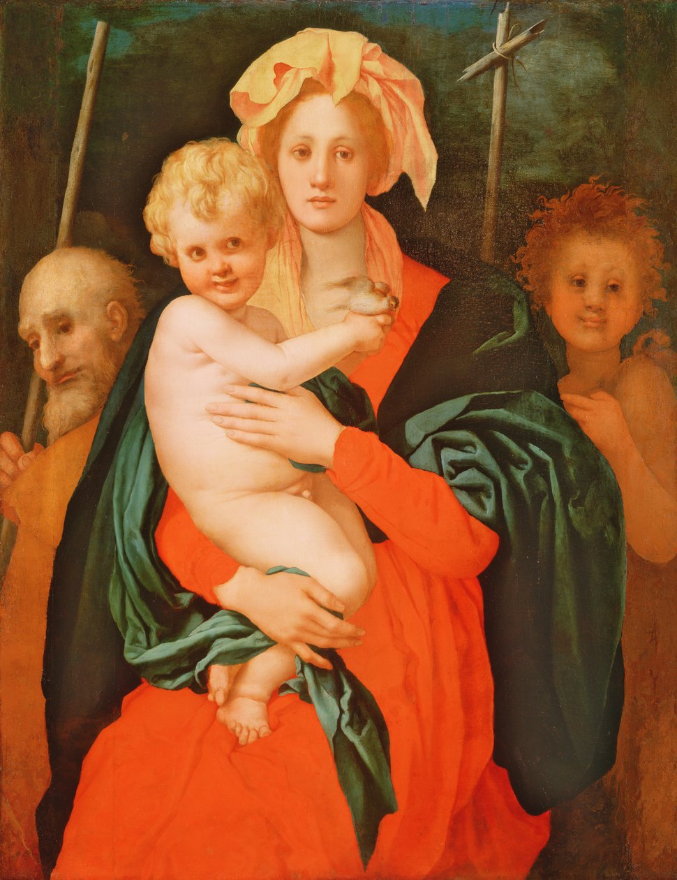 Jomfruen og barnet med St. Josef og døperen Johannes av Jacopo Pontormo