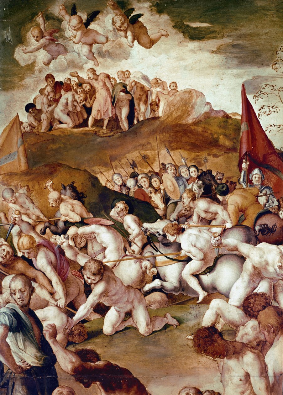 De elleve tusen martyrene, detalj av Martyrdom of St Maurice og den legendariske romerske thebanske legion (tempera på tre av Jacopo Pontormo