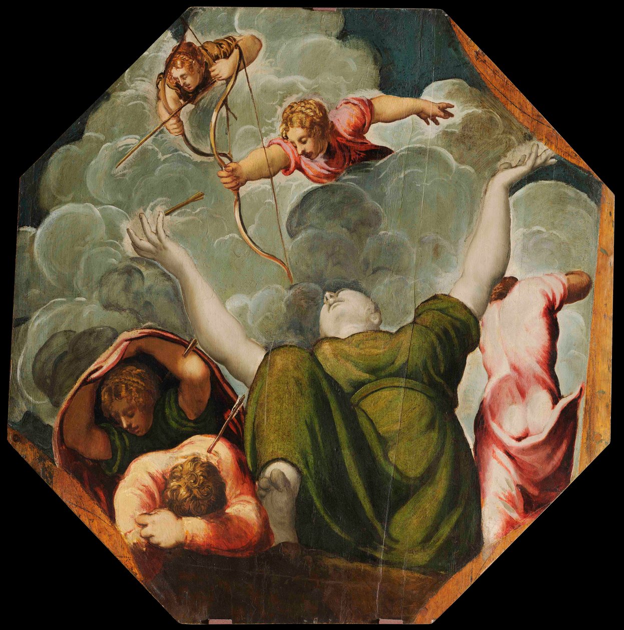 Apollo og Diana straffer Niobe ved å drepe barna hennes, ca 1541. av Jacopo Robusti Tintoretto
