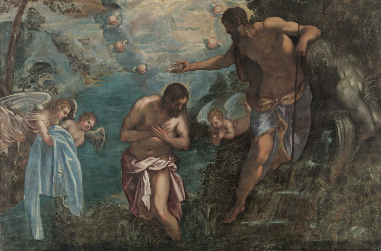 Kristi dåp, 1580-tallet av Jacopo Robusti Tintoretto