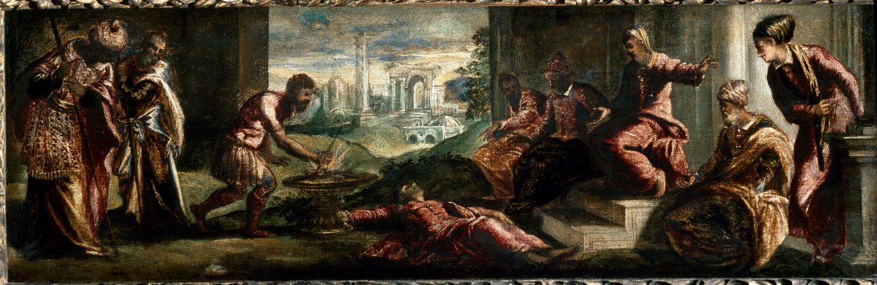 Caius Mucius Scaevola foran Porsenna Caius Mucius Scaevola, stuper hånden i ilden. (Maleri av Jacopo Robusti Tintoretto