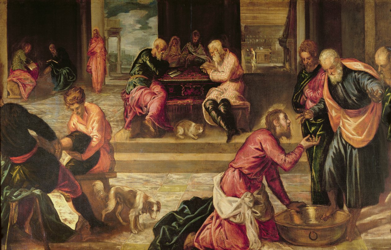 Kristus vasker disiplenes føtter av Jacopo Robusti Tintoretto