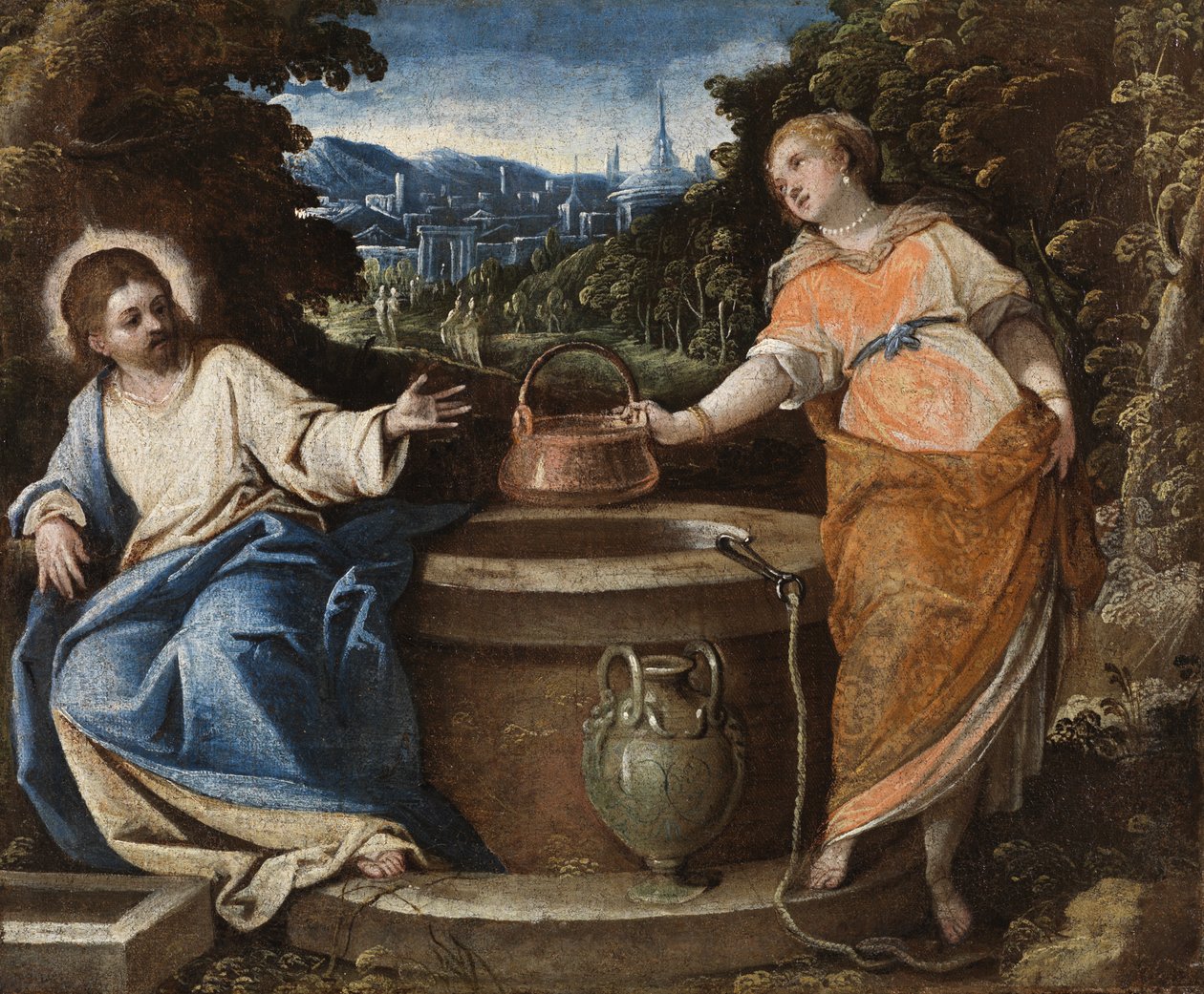 Kristus og kvinnen i Samaria, ca. 1550-75 av Jacopo Robusti Tintoretto