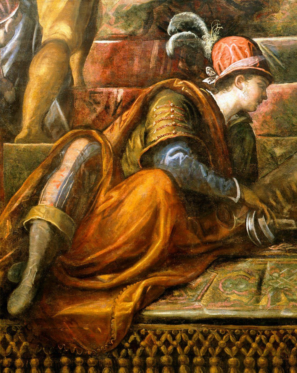 Doge Niccolo da Ponte mottar olivengren fra Venezia, av Jacopo Robusti kjent som Tintoretto (1518-1594), Detail, Sala del Maggior Consiglio (Hall of Great Council), Palazzo Ducale, Venezia av Jacopo Robusti Tintoretto