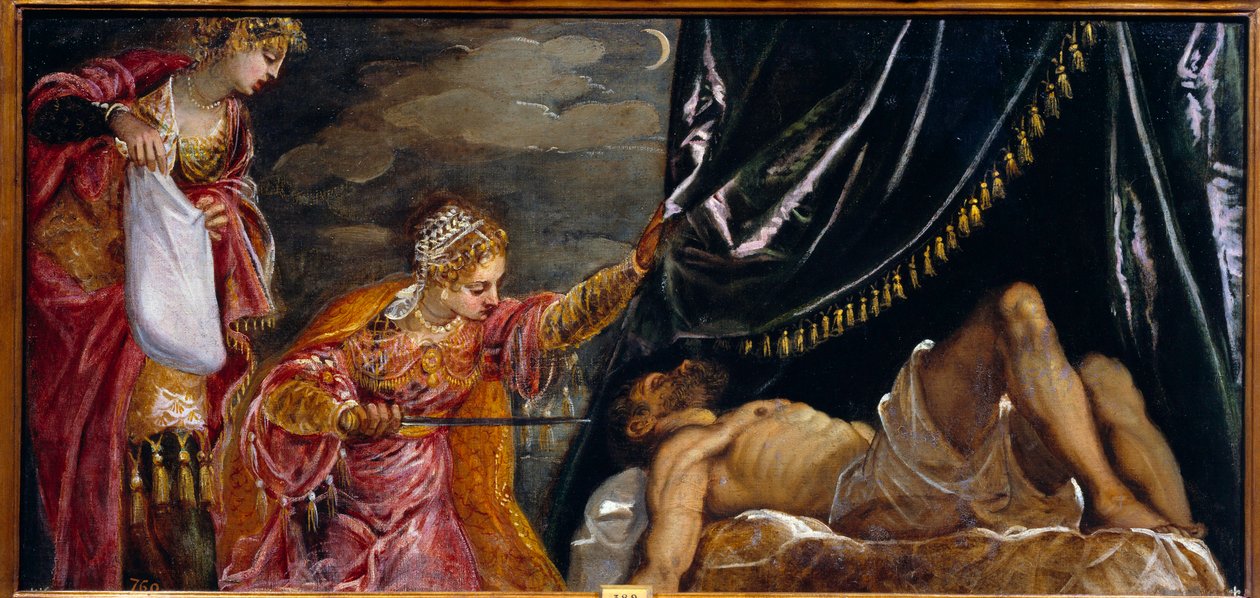 Judith og Holofernes-maleri av Jacopo Robusti kalt The Tintoret (Il Tintoretto) (1518-1594) 1500-tallets sol. 0,58x1,19 m Madrid, Musee du Prado av Jacopo Robusti Tintoretto