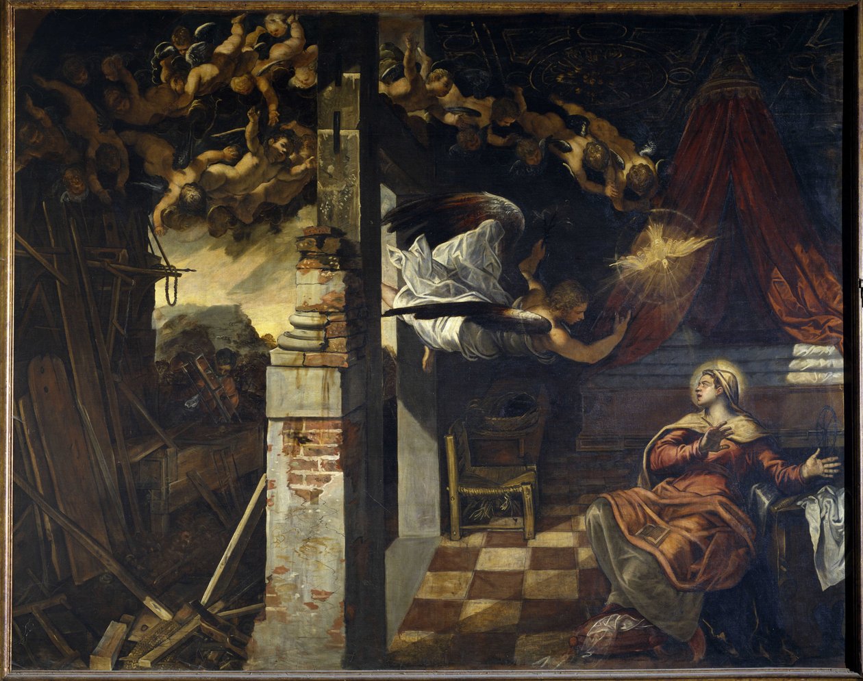 Kunngjøringen. Maleri av Jacopo Robusti, kjent som Le Tintoretto (Il Tintoretto) (1518-1594) av Jacopo Robusti Tintoretto