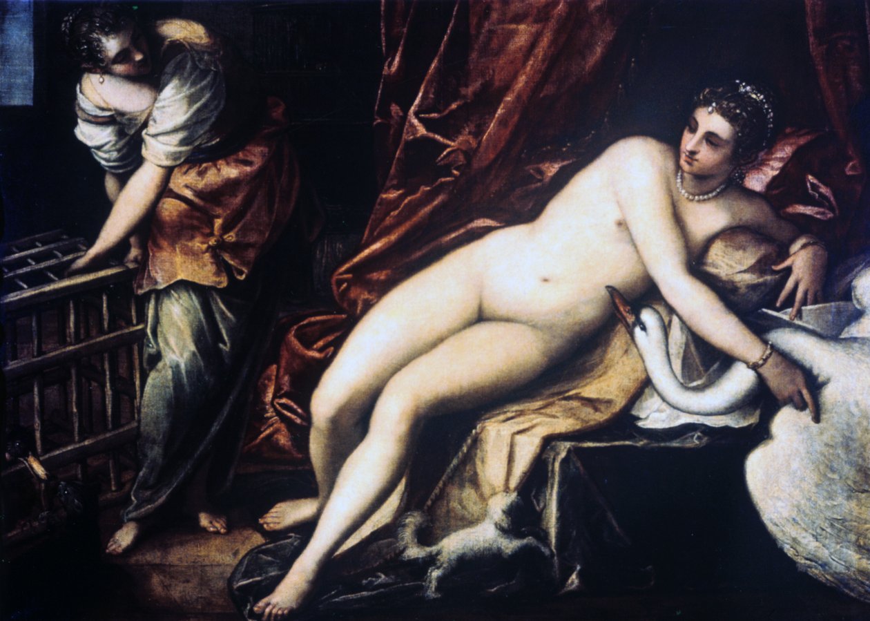 Leda og svanen, 1550-1560 av Jacopo Robusti Tintoretto