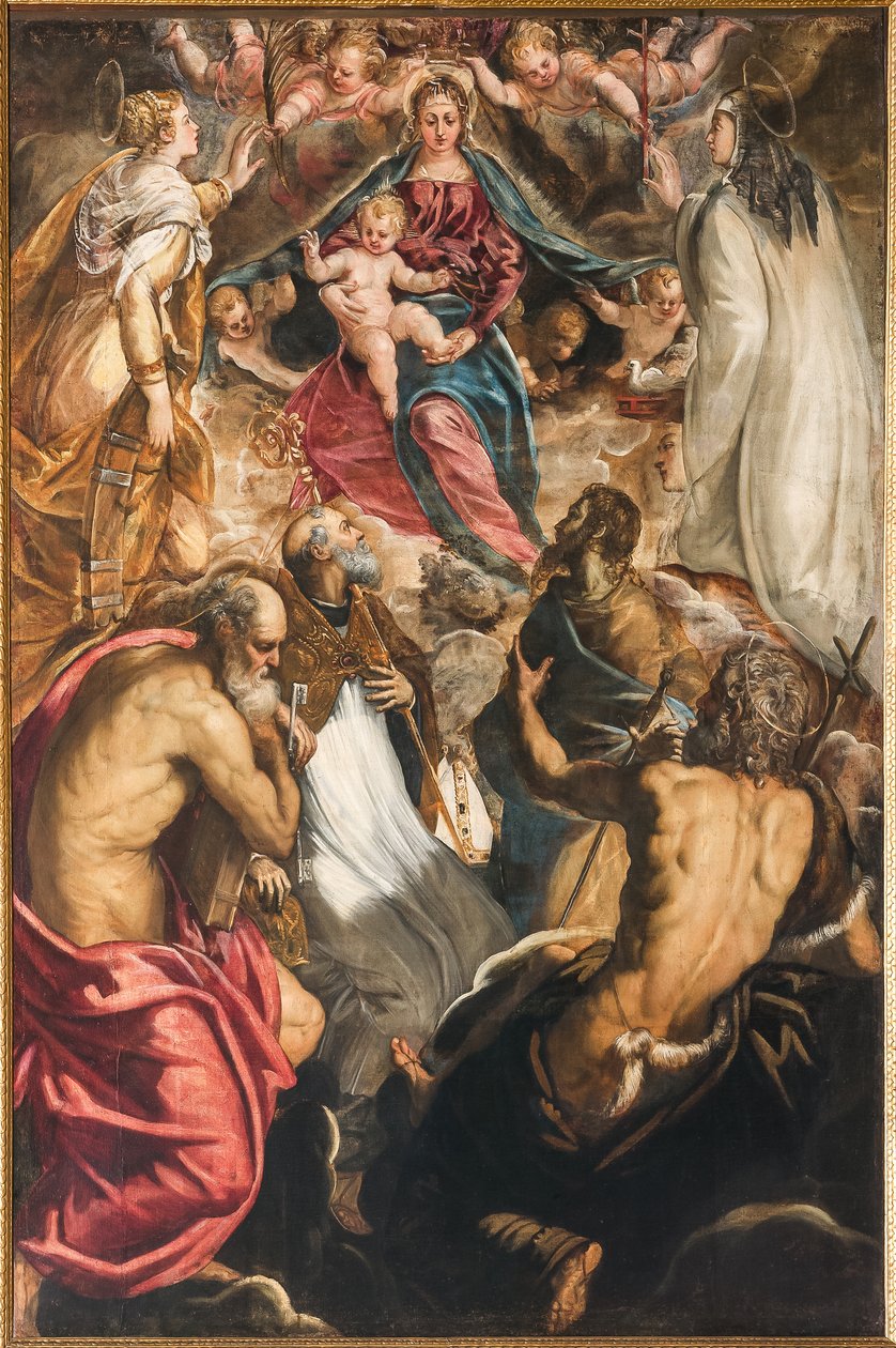 Madonna med spedbarnet Jesus og de hellige av Jacopo Robusti Tintoretto